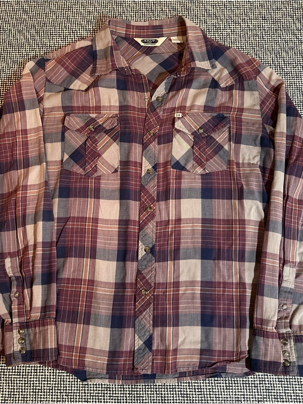 Salt Valley Western Men's Burgundy Plaid Button-Up Shirt